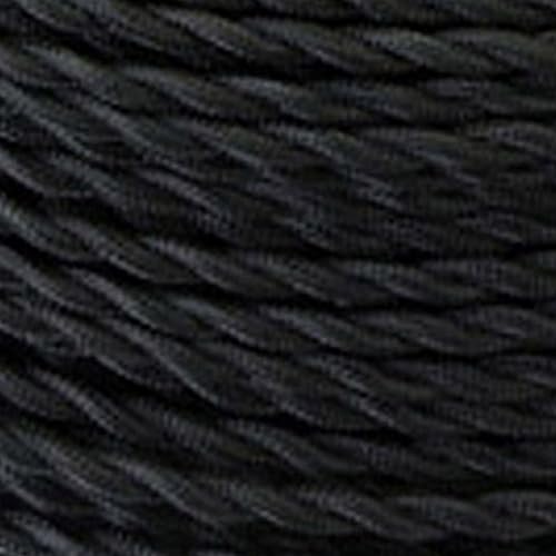 Geflochtenes elektrisches Kabel, 2-adrig, 2 x 0,75 mm, geflochtenes elektrisches Kabel for Pendelleuchten, mehrfarbig, 1–10 m(Black,2m) von JINGCHI