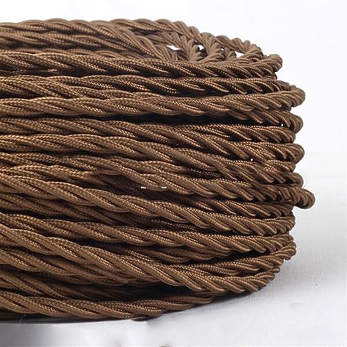 Geflochtenes elektrisches Kabel, 3-adrig, 0,75 mm, mehrfarbig, mehrere Größen for die Beleuchtung(Brown,50m) von JINGCHI