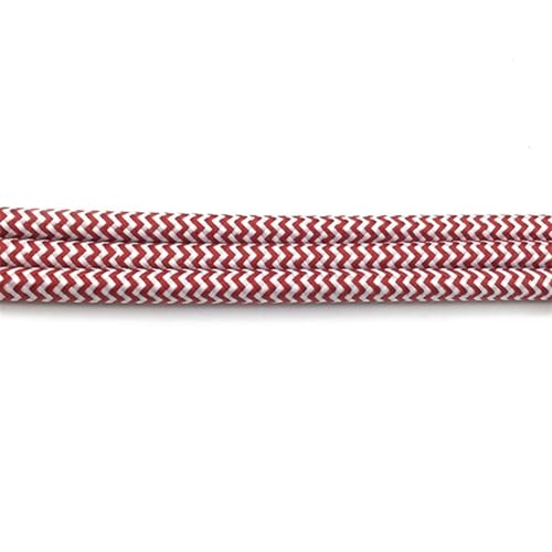 Geflochtenes elektrisches Kabel, geflochtenes Kupferkabel for die Beleuchtung, 5 Meter, 5,5–5,8 mm, 300 V, 300 W, mehrfarbig(Red and White) von JINGCHI