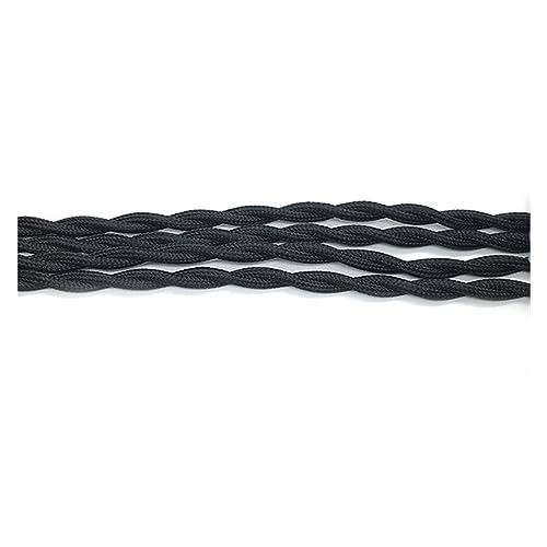 Geflochtenes elektrisches Kabel, geflochtenes Stromkabel, 2-adrig, 0,75 mm, textilummantelt, mehrfarbig, 0,5–100 Meter (rot, 50 m)(Black,10m) von JINGCHI