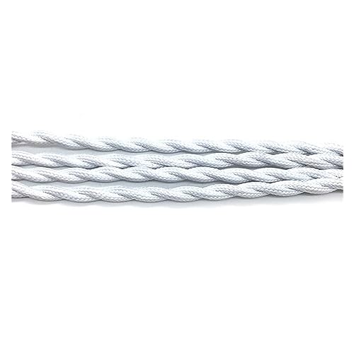 Geflochtenes elektrisches Kabel, geflochtenes Stromkabel, 2-adrig, 0,75 mm, textilummantelt, mehrfarbig, 0,5–100 Meter (rot, 50 m)(White,5m) von JINGCHI