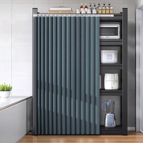 JINGCHI Schrankvorhänge for Regale, Schrank ohne Tür, Sichtschutz, staubdichter Vorhang for Küchenbücherregal, Kleiderschrank oder Speisekammer, wasserdicht(Blue,Cabinet W60xH80cm) von JINGCHI