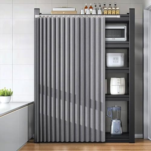 JINGCHI Schrankvorhänge for Regale, Schrank ohne Tür, Sichtschutz, staubdichter Vorhang for Küchenbücherregal, Kleiderschrank oder Speisekammer, wasserdicht(Gray,Cabinet W50xH70cm) von JINGCHI