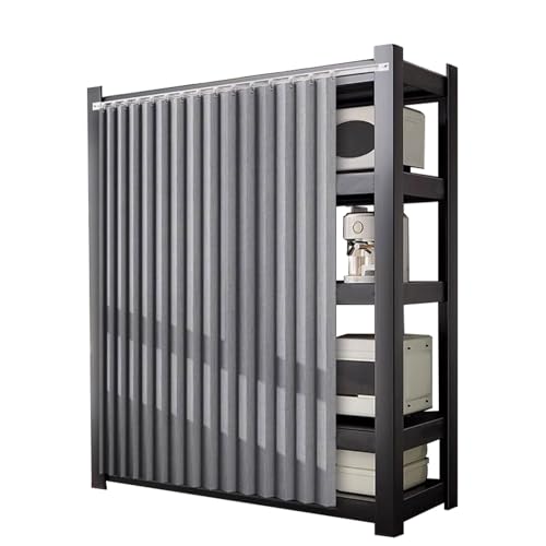 Küchenschrank-Regalvorhänge, plissierter, Faltbarer Akkordeon-Schrankvorhang for offenen Schrank, Sichtschutz, staubdichter Vorhang mit Schiene, selbstklebend(Gray,Cabinet W50xH70cm) von JINGCHI