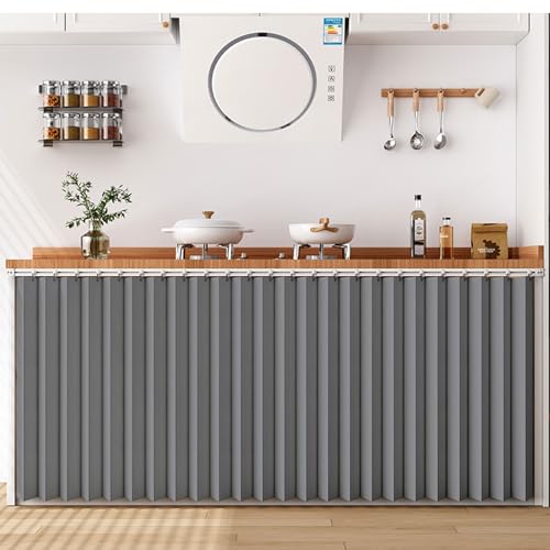 Schrankvorhang, faltbarer Sichtschutzvorhang, staubdichte Jalousien for Schränke ohne Türen und unter der Spüle, hängender unsichtbarer Vorhang for Küchentheke oder Vorratsregale(Gray,Cabinet 70x50cm) Schrankvorhang, faltbarer Sichtschutzvorhang, staubdichte Jalousien for Schränke ohne Türen und unter der Spüle, hängender unsichtbarer Vorhang for Küchentheke oder Vorratsregale(Gray,Cabinet 70x50cm) von JINGCHI