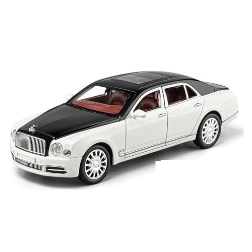 JINGDEE Dekoratives Automodell 1/24 for Mulsanne GT Diecast Metall Legierung Sammlung Auto Modell Kaminsims Dekoration perfekt zum Verschenken(White) von JINGDEE