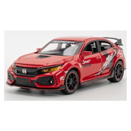 JINGDEE Dekoratives Automodell 1/32 for Civic Type-R Diecast Metall Legierung Super Auto Sammlung Modell Desktop Dekoration perfekt zum Verschenken(Red) von JINGDEE