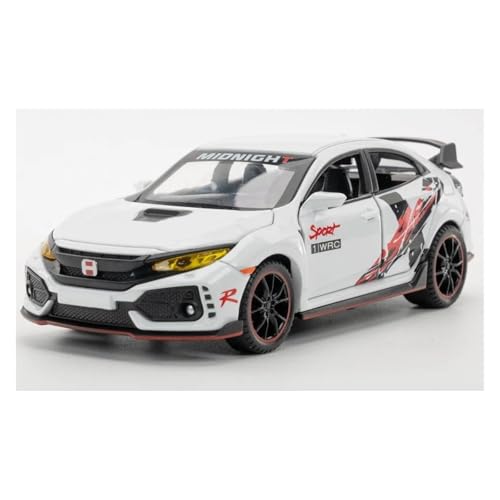 JINGDEE Dekoratives Automodell 1/32 for Civic Type-R Diecast Metall Legierung Super Auto Sammlung Modell Desktop Dekoration perfekt zum Verschenken(White) von JINGDEE