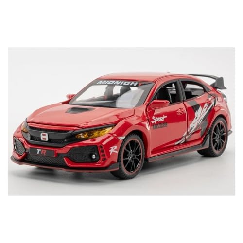 JINGDEE Dekoratives Automodell 1/32 for Civic Type-R Diecast Metall Legierung Super Sport Auto Modell Desktop Dekoration perfekt zum Verschenken(Red) von JINGDEE