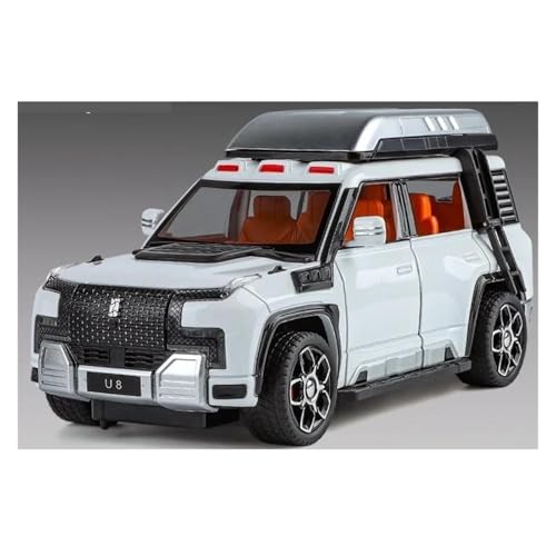 JINGDEE Dekoratives Automodell 1:24 for Look UPAT U8 Off-Road Diecast Metall Legierung Desktop Auto Modell Kaminsims Dekoration perfekt zum Verschenken(White) von JINGDEE