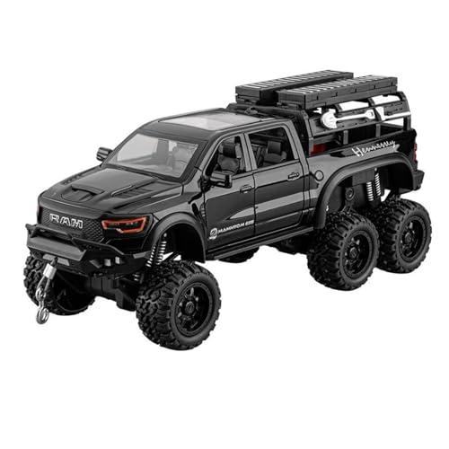 JINGDEE Dekoratives Automodell 1:24 for Mammoth RAM 1000 TRX 6x6 Pickup Diecast Metall Legierung Skala Auto Modell Desktop Dekoration perfekt zum Verschenken(Black) von JINGDEE