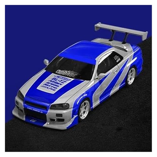 JINGDEE Dekoratives Automodell 1:64 for Skyline GTR R34 Diecast Skala Miniatur Auto Modell Desktop Dekoration perfekt zum Verschenken von JINGDEE