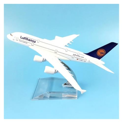 JINGDEE Modellflugzeuge im Displaymaßstab 16cm 1/400 for Lufthansa Airbus 380 Flugzeug Modell Diecast Metall Flugzeug Urlaub Party Geschenk Geeignet zum Verschenken von JINGDEE