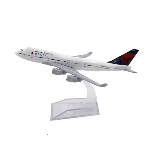 JINGDEE Modellflugzeuge im Displaymaßstab 16cm for B747 Delta Flugzeug Statische Modell Metall Miniatur Skala Flugzeug Empfang Bereich Ornament Geeignet zum Verschenken von JINGDEE