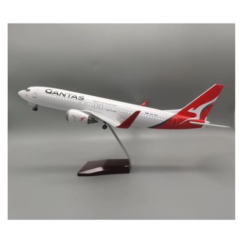 JINGDEE Modellflugzeuge im Displaymaßstab 47CM 1:85 for Australischen Airbus B737 Qantas Airlines Druckguss Harz Flugzeug Modell Sammlung Souvenir Geeignet zum Verschenken(with LED) von JINGDEE
