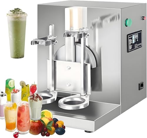Elektrischer Milchtee-Shaker, Doppeltassen-Milchtee-Shaker, 400 U/min Edelstahl-Milchtee-Shaker, Zwei 700-ml-Schneegramm-Tassen für Bubble Tea Boba-Milchtee von JINGEDD