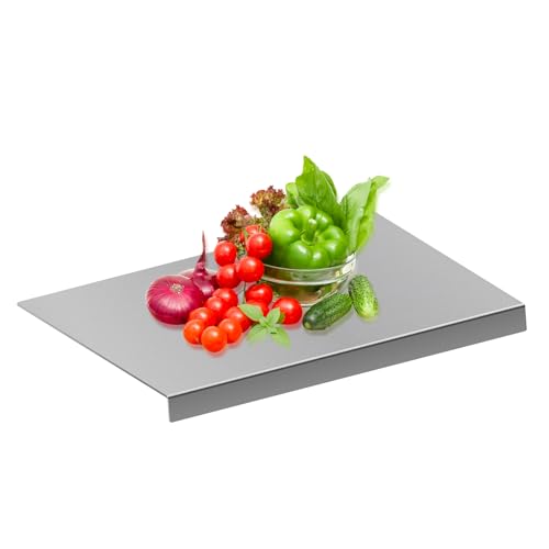 Edelstahl Schneidebrett mit Lippe 30x40 cm Küchenplatte Kochbrett schweres Schneidebretter Nudelbrett Backbrett Teigbrett für Fleisch, Gemüse, Obst von JINGHANGER