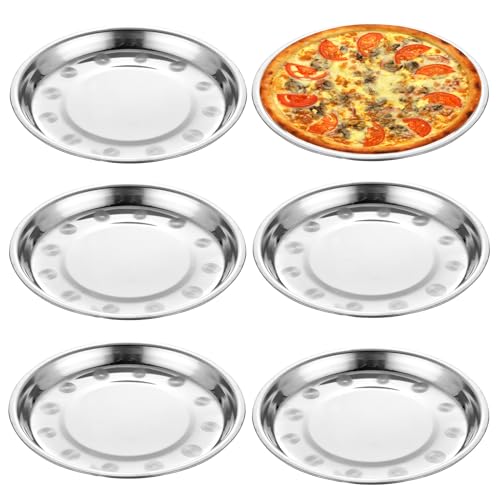 JINGHANGER 10 Stück Rundes Pizzablech 26cm Edelstahl Pizzaform Pizza Backblech zum Backen Einfach zu Reinigen Silber von JINGHANGER