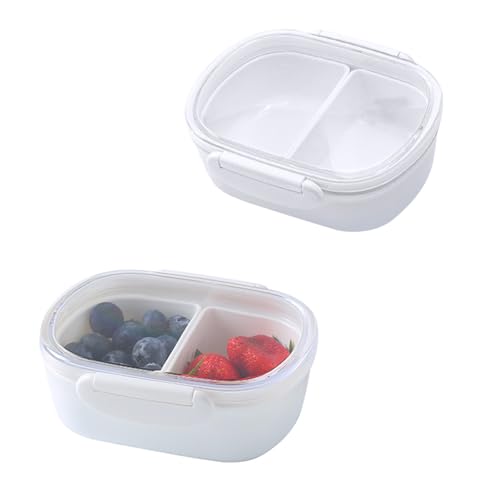 JINGHANGER 2 Stück Snackbehälter mit 2 Fächern 13,4x11,4x5,2 cm Bento Snackbox Frischhaltedosen mit Deckel Wiederverwendbar Kleine Snackbehälter für Mini Kühlschrank JINGHANGER 2 Stück Snackbehälter mit 2 Fächern 13,4x11,4x5,2 cm Bento Snackbox Frischhaltedosen mit Deckel Wiederverwendbar Kleine Snackbehälter für Mini Kühlschrank von JINGHANGER