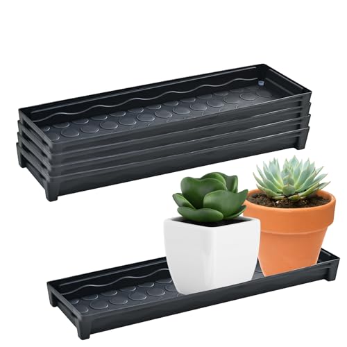 JINGHANGER 5 Stück Rechteckiger Blumentopf 41x11,5x4 cm Kunststoff Pflanztopf Pflanzentablett für Fensterbank Garten Balkon Werkzeuge für Sukkulenten Blumentopf von JINGHANGER