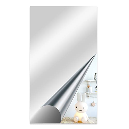 JINGIHE 1 x selbstklebender Wandspiegel, flexibel, selbstklebend, 70 x 40 cm, Spiegel ohne Glas, selbstklebende Türspiegel, selbstklebend, ohne Rahmen, selbstklebendes Spiegelpapier von JINGIHE