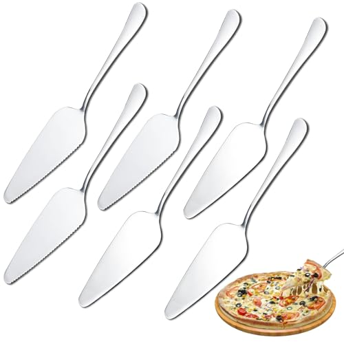 JINGIHE 6 Pie Server Set, 3 Stück Edelstahl-Kuchenschneider mit 3 Stück Pie Server mit Spatel gezahnt, Kuchenmesser für Küche Schneiden, Servieren Desserts, Brownies, Pizza, Lasagne (Silber) von JINGIHE