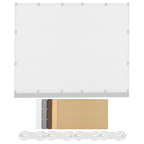 Sonnenschutz Sonnensegel 630 x 800 cm Rechteckig Atmungsaktiv Sonnenschutz Windschutz Schatten Mesh Abdeckung mit Ösen Segeltuch 4 × 1.5 M Seile für Balkon Garten, Weiß Sonnenschutz Sonnensegel 630 x 800 cm Rechteckig Atmungsaktiv Sonnenschutz Windschutz Schatten Mesh Abdeckung mit Ösen Segeltuch 4 × 1.5 M Seile für Balkon Garten, Weiß von JINGJEMA