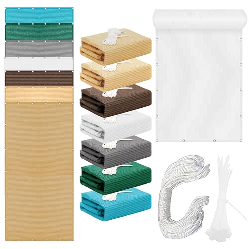 Sonnensegel Rechteckig 240 x 380 cm Rechteckig Atmungsaktiv 98% UV Schutz Rechteck Markisensegel mit Spannseilen mit Ösen für Terrasse Camping, Weiß von JINGJEMA