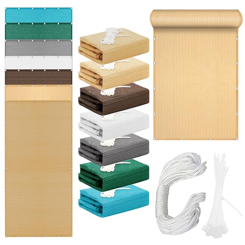 Sonnensegel Rechteckig 660 x 690 cm Rechteckig Atmungsaktiv 98% UV Schutz Rechteck Markisensegel mit Spannseilen mit Ösen für Terrasse Camping, Creme Farben von JINGJEMA