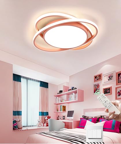 62W LED-Deckenleuchte Moderne runde schwarze Deckenlampe Ferngesteuerte dimmbare Einbau-Deckenbeleuchtung 3000-6500K Schlafzimmerbeleuchtung Geeignet für Arbeitszimmer Flur Küche (Rosa, Φ53cm) von JINGKER