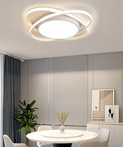 JINGKER 62W LED-Deckenleuchte Moderne runde Weiß Deckenlampe Ferngesteuerte dimmbare Einbau-Deckenbeleuchtung 3000-6500K Schlafzimmerbeleuchtung Geeignet für Arbeitszimmer Flur Küche (Weiß, Φ53cm) von JINGKER