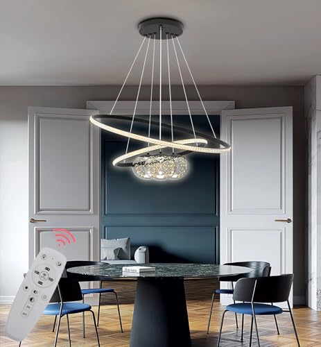 JINGKER Metall-LED-Hängeleuchte Deckenleuchte,3 rund 40+60+80 cm, 120 W Wohnzimmer dimmbar Deckenhängeleuchte,Fernbedienung 3000-6500 K, Acrylglas-Lampenschirm Hängeleuchte Esszimmer (Schwarz, 60+80) JINGKER Metall-LED-Hängeleuchte Deckenleuchte,3 rund 40+60+80 cm, 120 W Wohnzimmer dimmbar Deckenhängeleuchte,Fernbedienung 3000-6500 K, Acrylglas-Lampenschirm Hängeleuchte Esszimmer (Schwarz, 60+80) von JINGKER