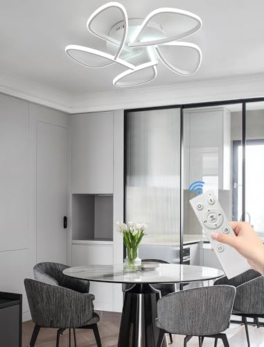 JINGKER Minimalistische LED-Kronleuchter 38W Halbversenkte Deckenleuchte,mit Fernbedienung verstellbar Metall-Deckenleuchte Farbtemperatur Geeignet Schlafzimmer,Arbeitszimmer Sonstiges (Weiß, Klein) von JINGKER