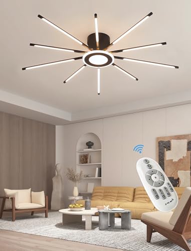 Schwarze lineare LED-Deckenleuchten Dimmbare halbversenkte Deckenleuchten Verstellbare Metallausführung Fernbedienung Geeignet Innenbeleuchtungsszenarien Wohnzimmer Schlafzimmer (Schwarz, 10-Kopf) von JINGKER