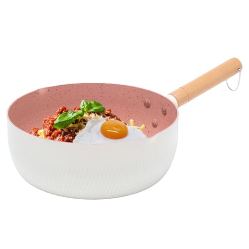 JINGLING Antihaft-Pfanne für Eier, Bratpfanne für Küche, Küchenzubehör mit Holzgriff, Induktionsgeeignet, Keramik, für den Außenbereich, Camping von JINGLING