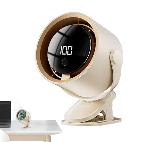 JINGLING Auto Klemmventilator | Mit LED Anzeige USB Aufladbar 100 Stufen Kompakt | Für Outdooraktivitäten Homeoffice Camping Wohnmobile Lange Autofahrten von JINGLING