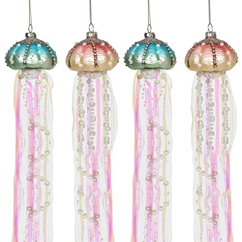 JINGLING Christbaumschmuck Quallen Weihnachtsschmuck Glaswand Für Baumdekor 2021, Küsten-Weihnachtsbaumschmuck-Set Glas Hängende Ornament-, Strand-Weihnachtsbaumschmuck von JINGLING