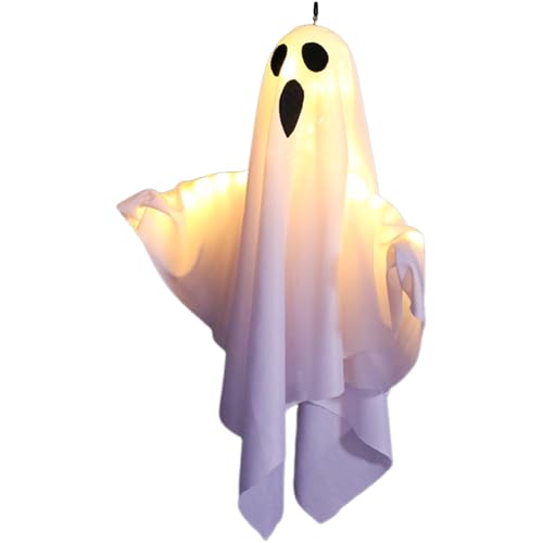 JINGLING Gruselige Geisterdekoration | Halloween-Geisterfiguren mit LED-Beleuchtung – 3 Blinkmodi, gruselige Figuren, Ornamente für Terrasse, Rasen, Baum, Fenster, Tor von JINGLING