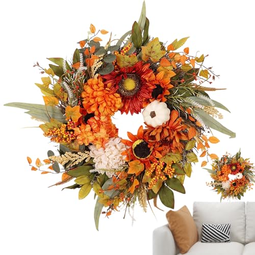 JINGLING Herbstkranz – für Herbsternte mit Sonnenblumen | dekorativ Bauernhof Ernte Innen Außen Tür Fenster Wand Party Haus von JINGLING