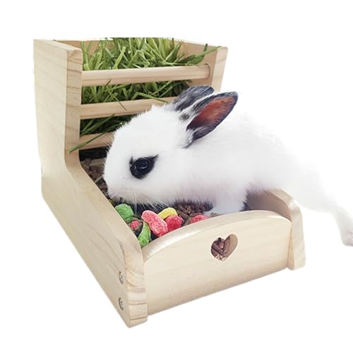 JINGLING Heuspender | Futterständer für Chinchilla | Heuspender mit doppelter Zone aus Holz 2 in 1 für Meerschweinchen, Chinchilla, Kaninchen von JINGLING