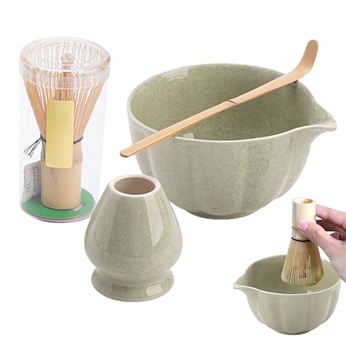 JINGLING Matcha-Zubereitungs-Set – Matcha-Zubehör-Set | enthält Trinkschale, Schneebesen, Löffel und Ständer für Zeremonie, Haus oder Café von JINGLING