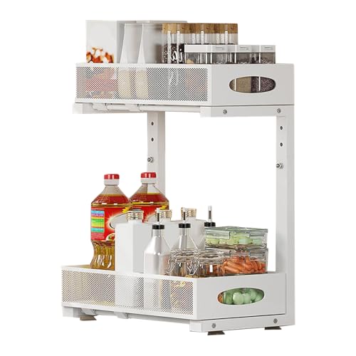 JINGLING Organizer für Waschbecken für Badezimmer | Ausziehbarer Schrankorganizer mit 2 Ebenen für Waschbecken, Organizer, höhenverstellbar, für Schrank, Küche, Badezimmer, Waschküche JINGLING Organizer für Waschbecken für Badezimmer | Ausziehbarer Schrankorganizer mit 2 Ebenen für Waschbecken, Organizer, höhenverstellbar, für Schrank, Küche, Badezimmer, Waschküche von JINGLING