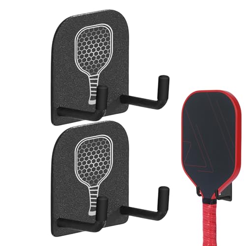 JINGLING Pickleball Schlägerhalter Rack,Pickleball Schläger Wandhalterung Display - 2er Set Bohrfreie Haken Rackets Aufbewahrungsständer Für Fitnessraum Garage Schlafzimmer von JINGLING