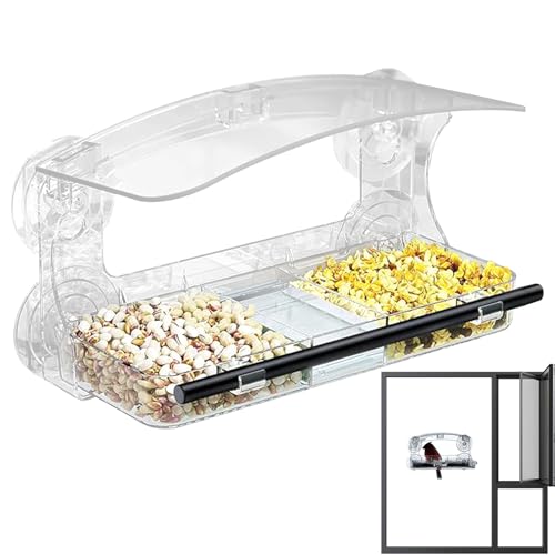 JINGLING Saugnapf Fenster Vogelfutterautomat - Klare Acrylkonstruktion Zur Vogelbeobachtung - Auslaufsicherer Acryl Futterbehälter Für Kinder Und Senioren von JINGLING