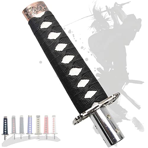 JINGLING Schaltknauf Samurai-Schwert Katana Manual Stick AT MT Auto Universal Custom Schalthebelkopf mit 4 Arten von Adaptern (Schwarz und Weiß, 20CM) von JINGLINGKJ