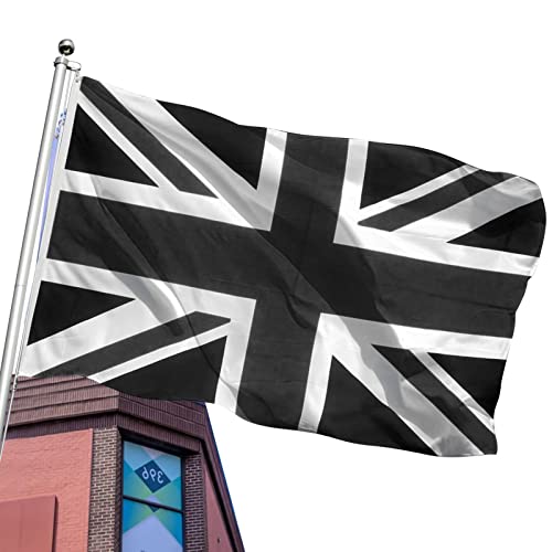 JINGLING Schwarz-Weiß-Gewerkschafts-Jack-Schwarze Flagge - 3 x 5 Fuß Vereinigtes Königreich Flaggen Britische Dekoration | Queen Elizabeth II Memorial Service Dekoration Outdoor Garden Flags JINGLING Schwarz-Weiß-Gewerkschafts-Jack-Schwarze Flagge - 3 x 5 Fuß Vereinigtes Königreich Flaggen Britische Dekoration | Queen Elizabeth II Memorial Service Dekoration Outdoor Garden Flags von JINGLING