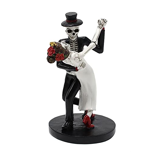 JINGLING Skelett-Paar-Statue, tanzendes mexikanisches Skelett-Paar-Figur, Sammlerstück, Tag der Toten, -Harzdekorationen, geeignet für Bar JINGLING Skelett-Paar-Statue, tanzendes mexikanisches Skelett-Paar-Figur, Sammlerstück, Tag der Toten, -Harzdekorationen, geeignet für Bar von JINGLING
