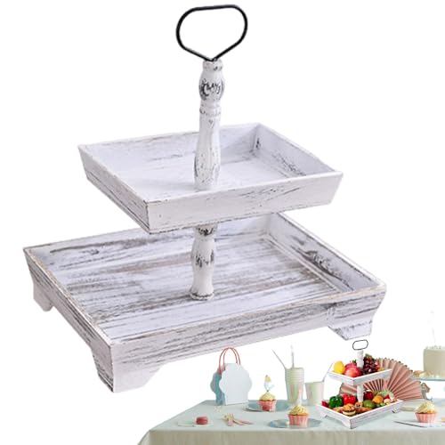 JINGLING Tablettregal mit zwei Ebenen | Serviertablett aus Holz mit zwei Ebenen mit Metallgriff | Rechteckiger dekorativer Ständer für Küche Haus Präsentation Obst Desserts Kuchen JINGLING Tablettregal mit zwei Ebenen | Serviertablett aus Holz mit zwei Ebenen mit Metallgriff | Rechteckiger dekorativer Ständer für Küche Haus Präsentation Obst Desserts Kuchen von JINGLING