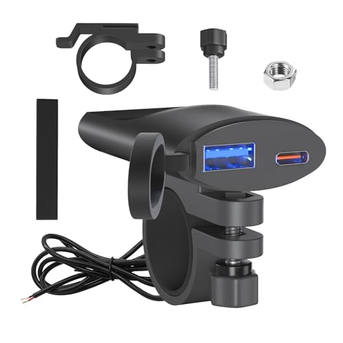 JINGLING Telefonladegerät für Motorrad, Motorrad USB Fast Ladegerät | PD Motorrad Ladegerät QC 3.0 USB -Adapter | 12V-24V Ultra-Narrow-Ladeanschluss Doppelkürzung Adapter für Tablet von JINGLING