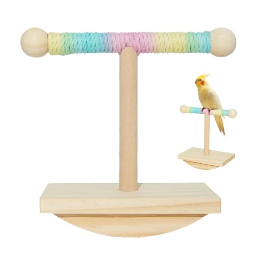 JINGLING Vogel Sitzstange Stand - rutschfeste Holz Stehstange Für Papageien | Haustiervogel Zubehör, Ruhestand Für Wellensittiche, Sperlinge Und Aras von JINGLING